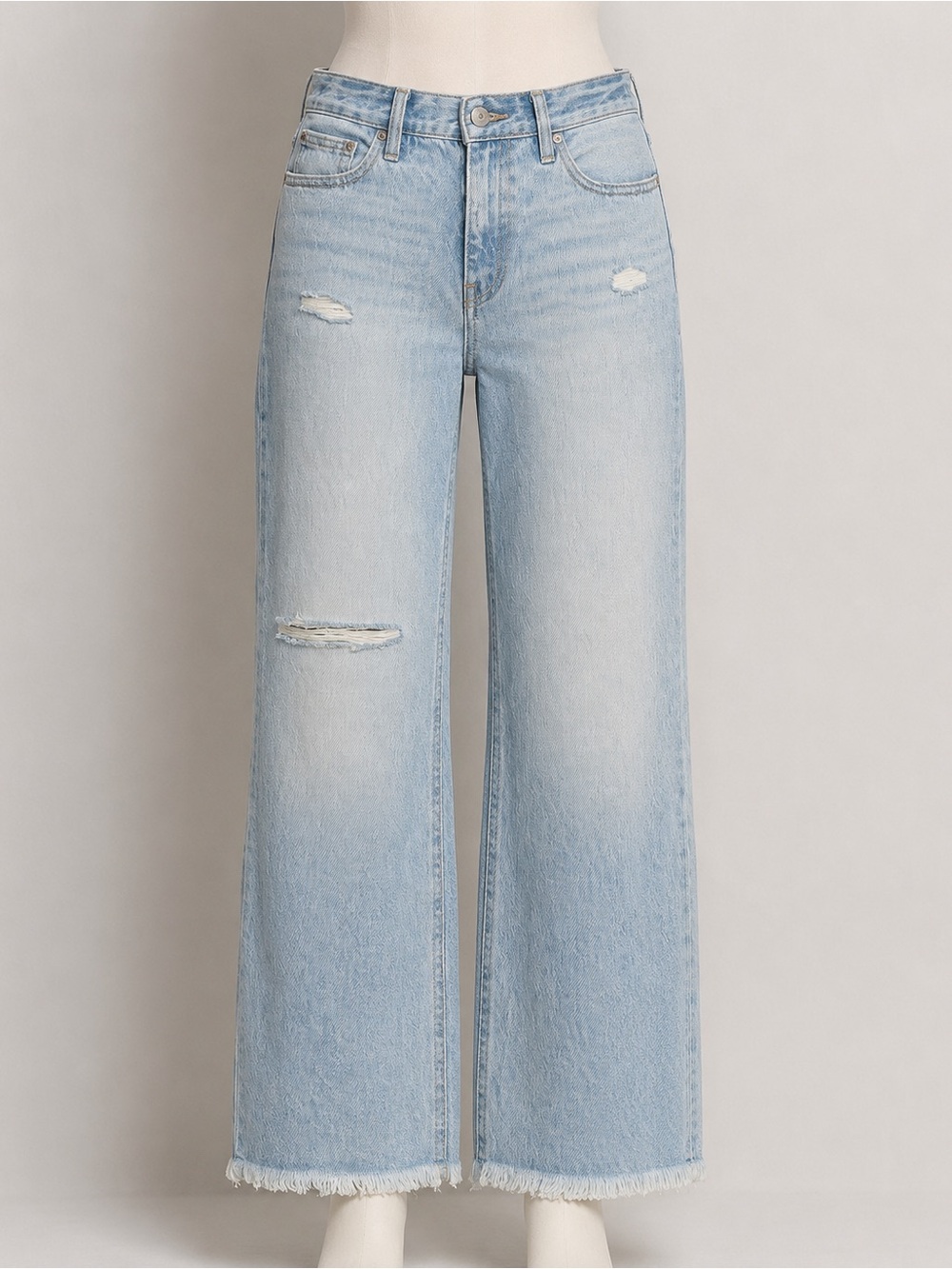 Sanctuary Light Blue Wide-Leg Distressed Jeans
